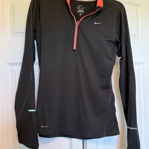 Nike Black and Red Dri-FIT Zip-Up